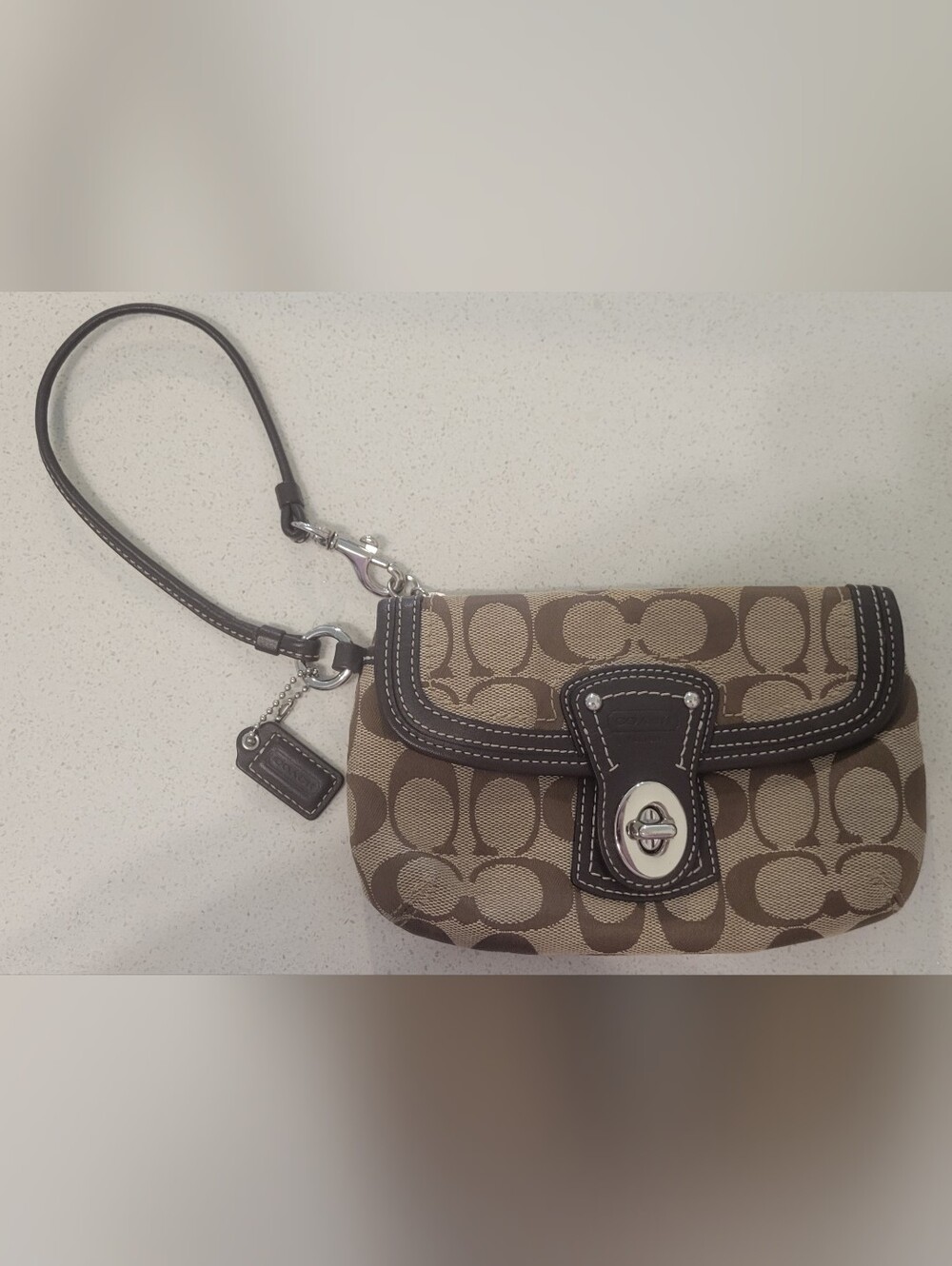 Coach Brown Signature C Canvas Wristlet